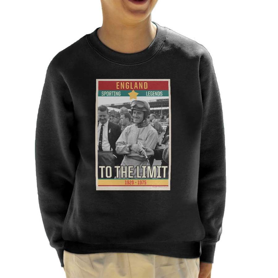 Sporting Legends Poster England Norman Graham Hill To The Limit 1929 To 1975 Kid’s Sweatshirt