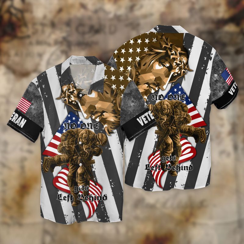 Veteran No One Gets Left Behind 3D Full Print Hawaiian Shirt