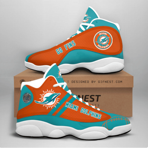 Nna161223 Miami Dolphins Custom Air Jordan Shoes Jordan-13 White