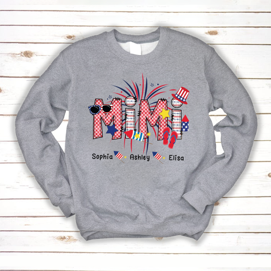 Patriotic Doodle 4Th Of July Mimi And Grandkid Cth01 Sweatshirt