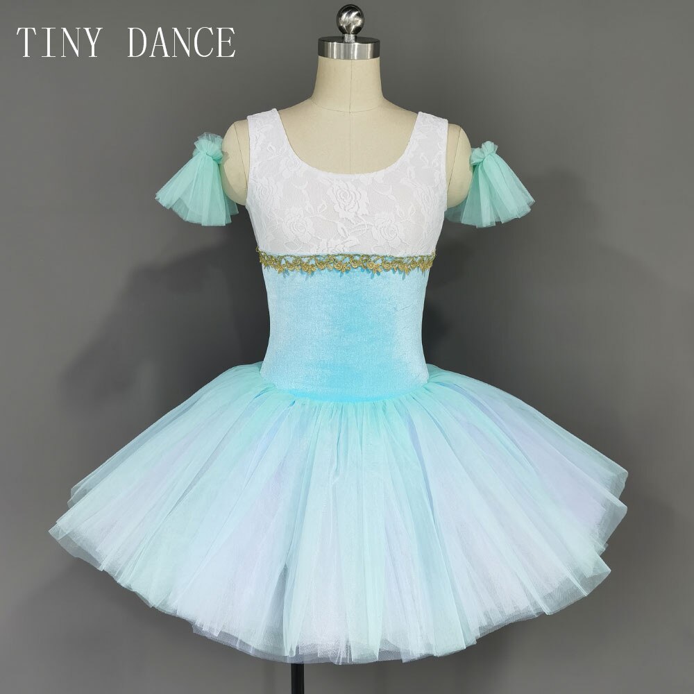 Aqua Blue Velvet Bodice with Bell Shape Romantic Tutu Skirt for Girls and Women Ballet Dance Costumes Leotard Dress BLL500 alx