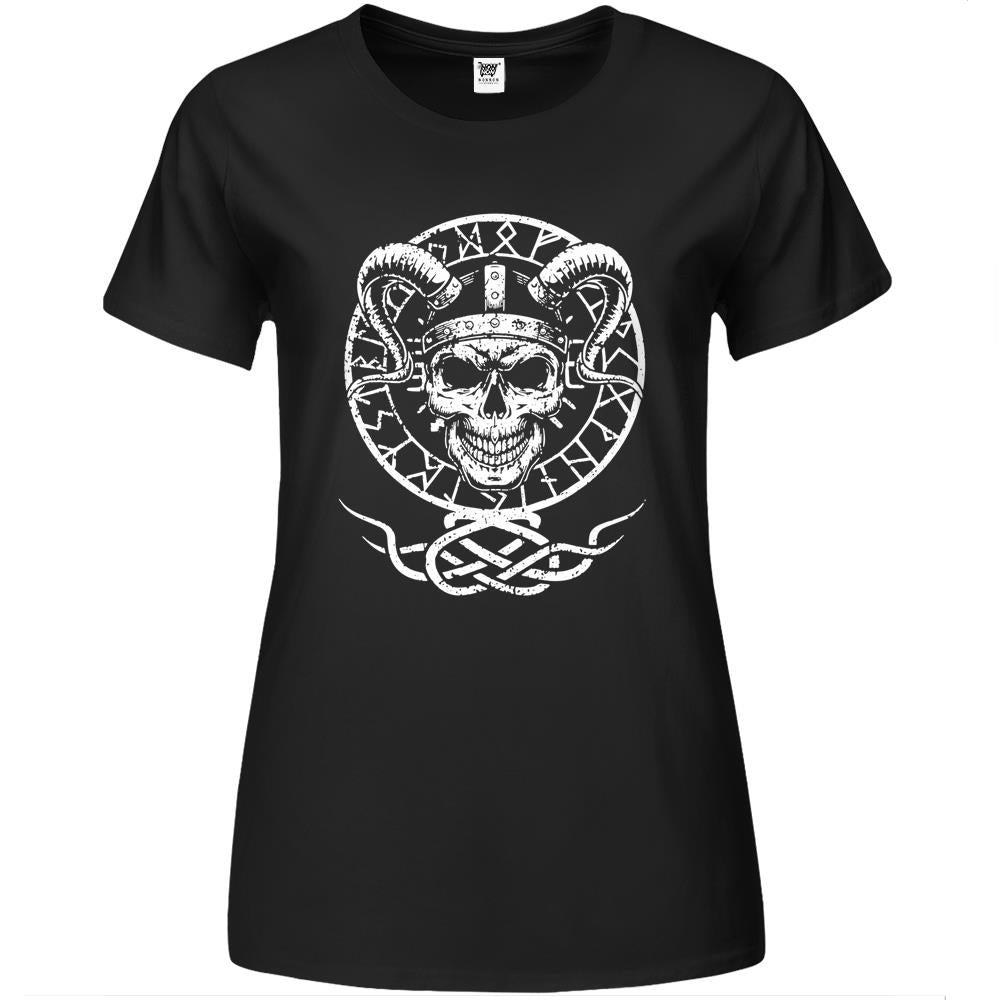 Skull Witchcraft Runes Viking Nordic Warrior Tree Tattoo Premium Womens T Shirts