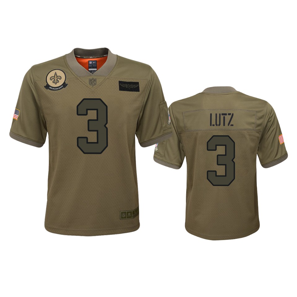 Youth New Orleans Saints Wil Lutz Camo 2019 Salute To Service Jersey