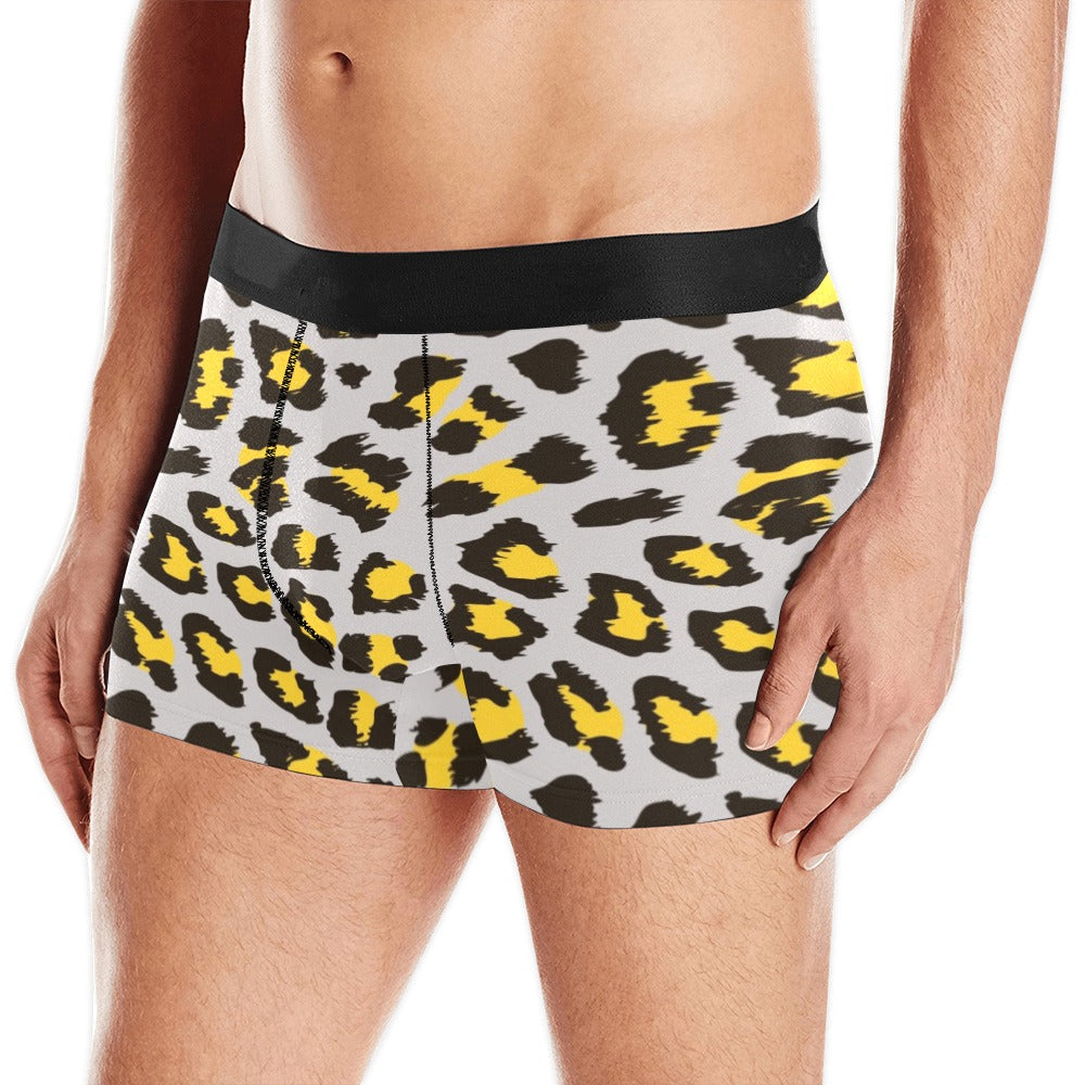 Gray Leopard Print Pattern Men’S All Over Print Boxer Briefs Men’S Underwear