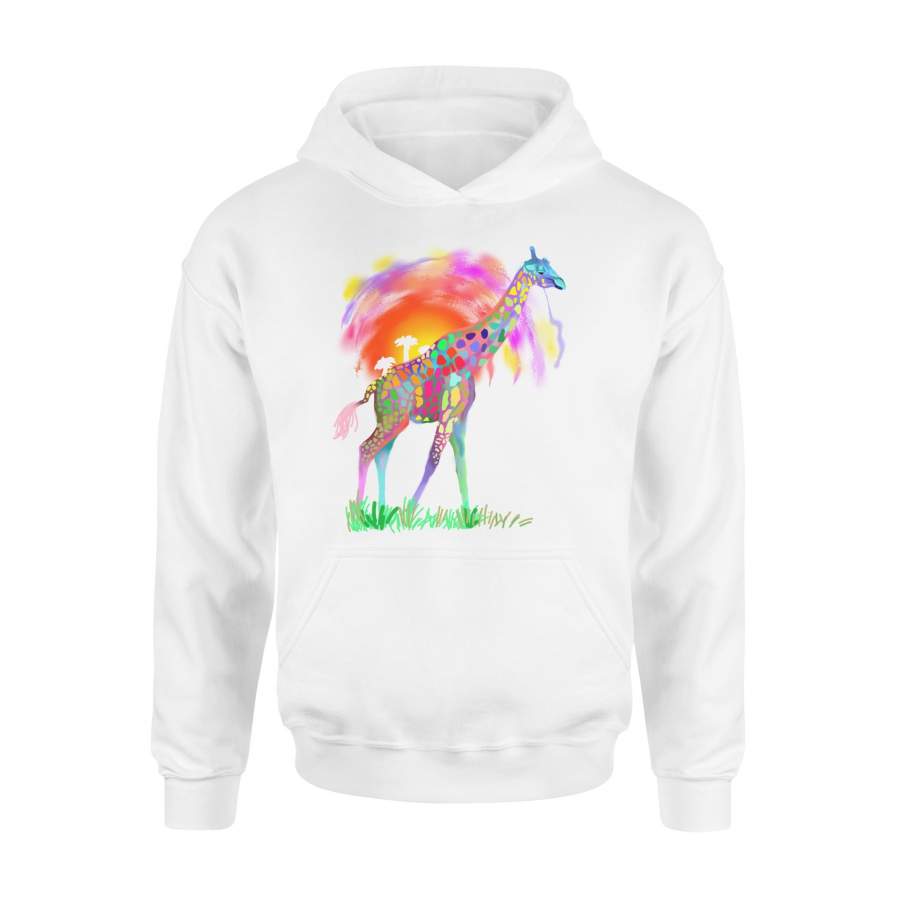 Colorful Rainbow Tribal Giraffe Africa Hoodie