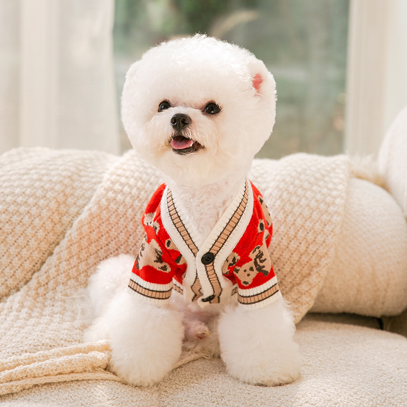 Bichon Cute Bear Sweater Autumn and Winter Warm Dog Clothes Pet Feet Open Shirt Puppy Popular Cartoon Clothes Pet Products alx