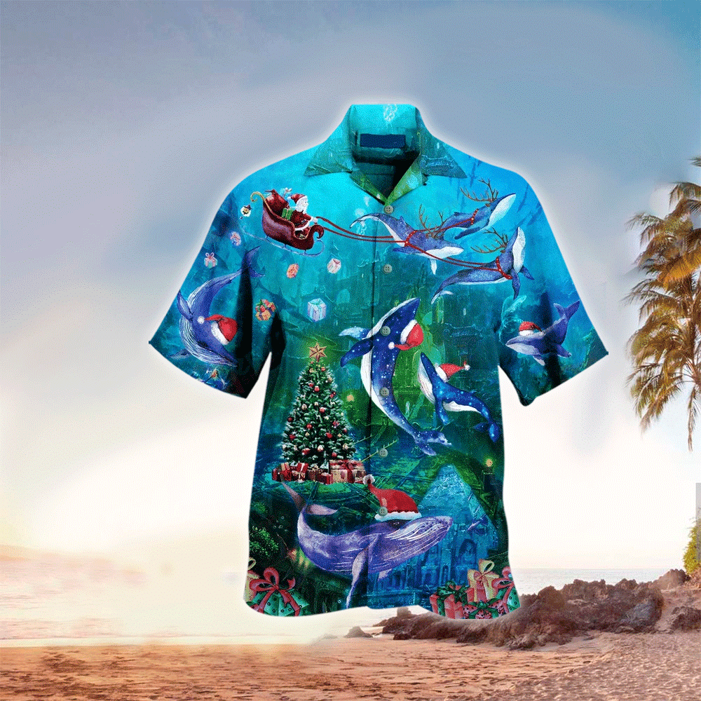 Christmas Whale Hawaiian Shirt, Whale Hawaiian Shirt For Whale Lovers