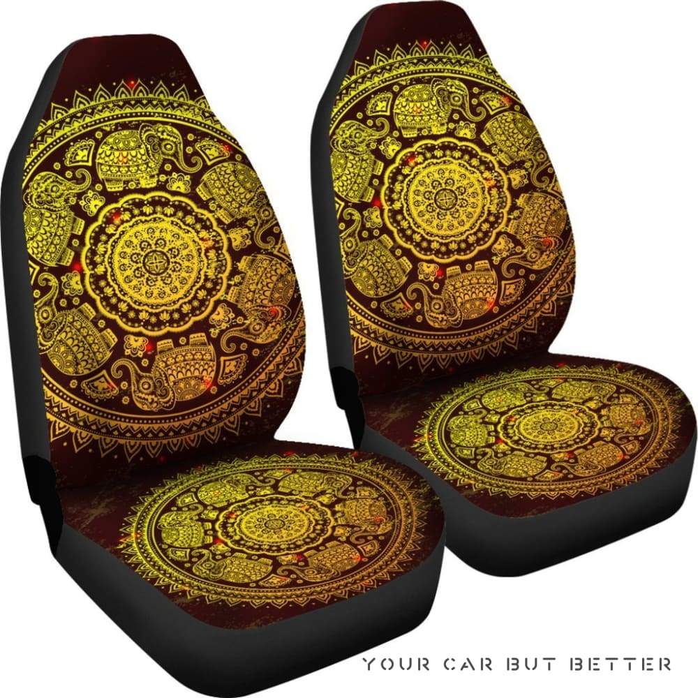 Gold Maroon Mandala Elephant Car Seat Covers 232205