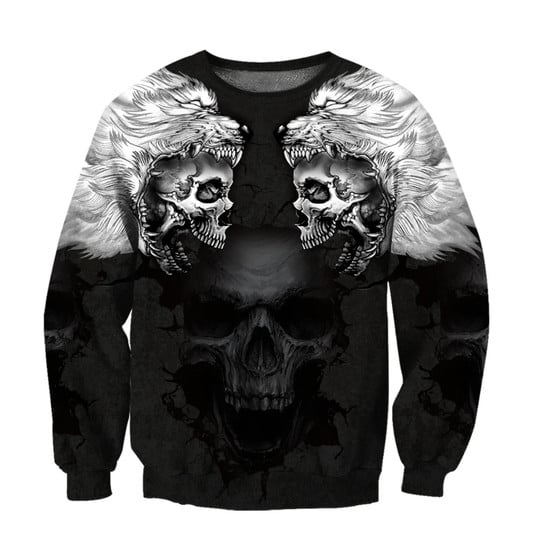 Couple Wolf Skull Crewneck Sweatshirt All Over Print Sweatshirt For Women Sweatshirt For Men