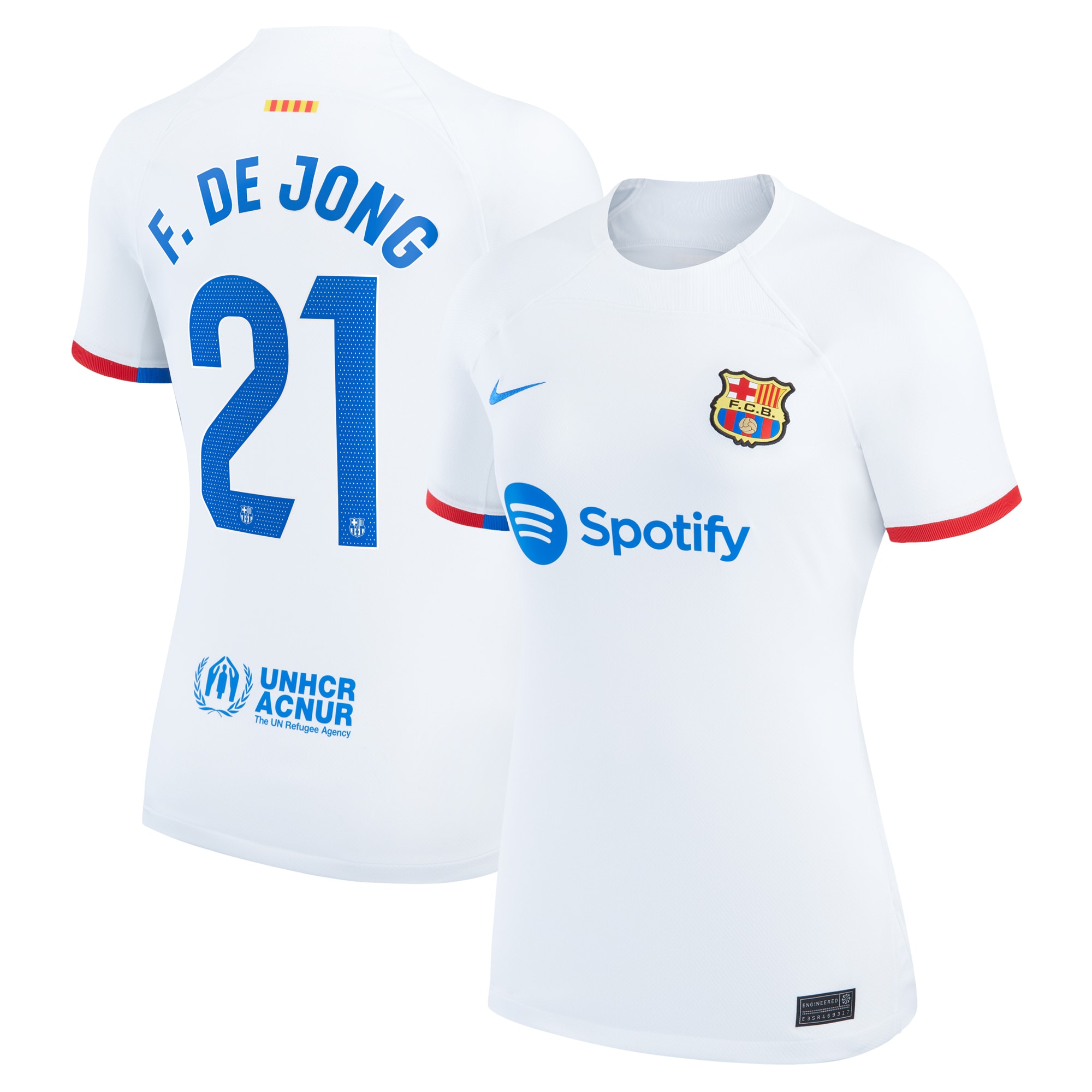 Frenkie de Jong Barcelona Women's 2023/24 Away Replica Jersey – White