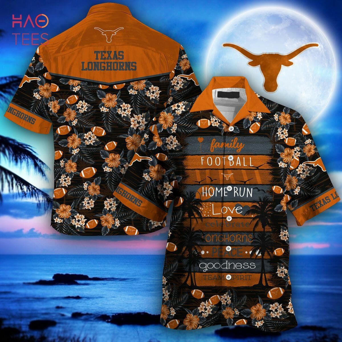 NCCA Texas Longhorns Orange Black Hawaiian Shirt