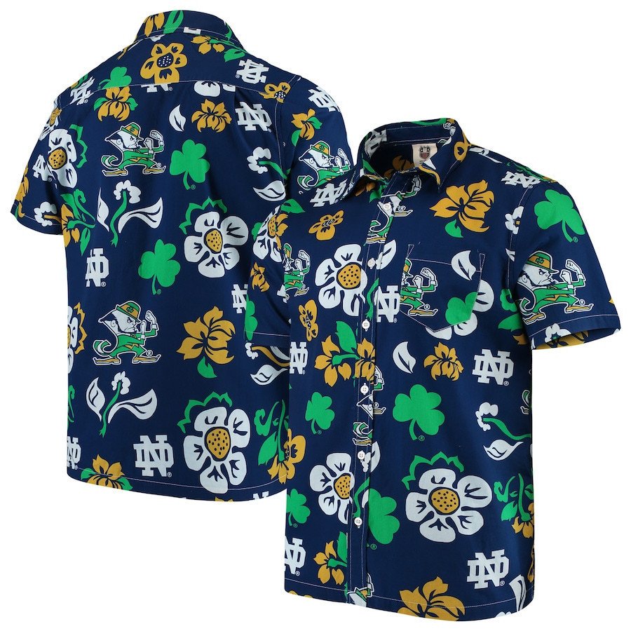 Notre Dame Fighting Irish Navy Floral Hawaii Shirt Ha60515