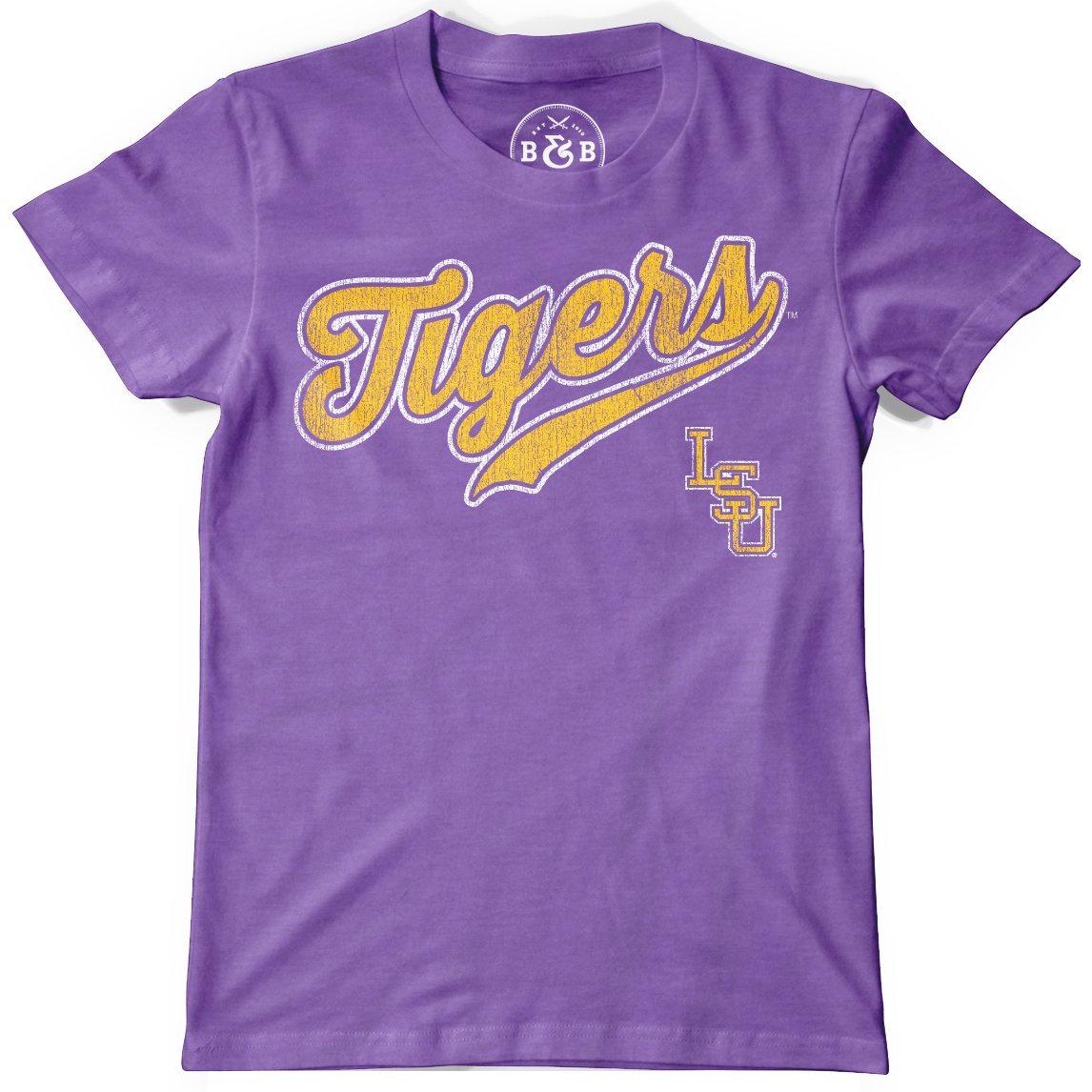 B&B Dry Goods LSU Tigers Baseball Skip Script Youth T-Shirt – Purple