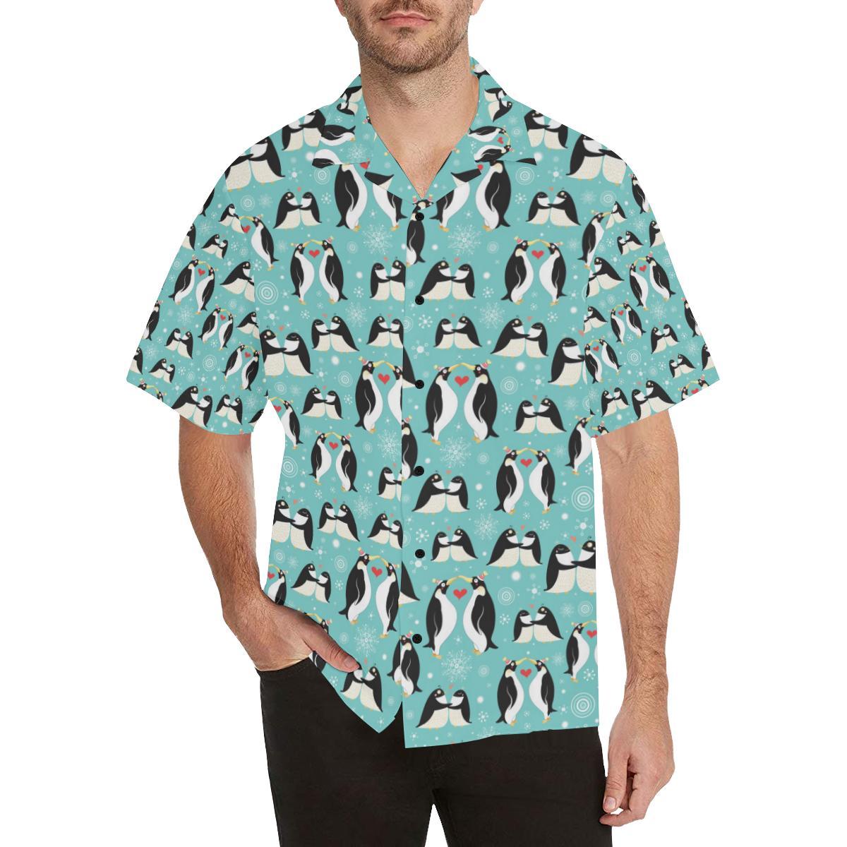 Penguin Love Print Hawaiian Shirt