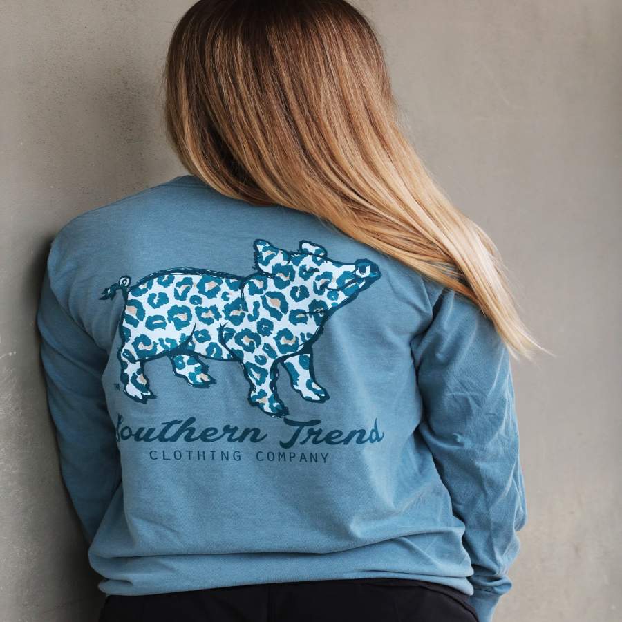 Navy Leopard Pig Long Sleeve