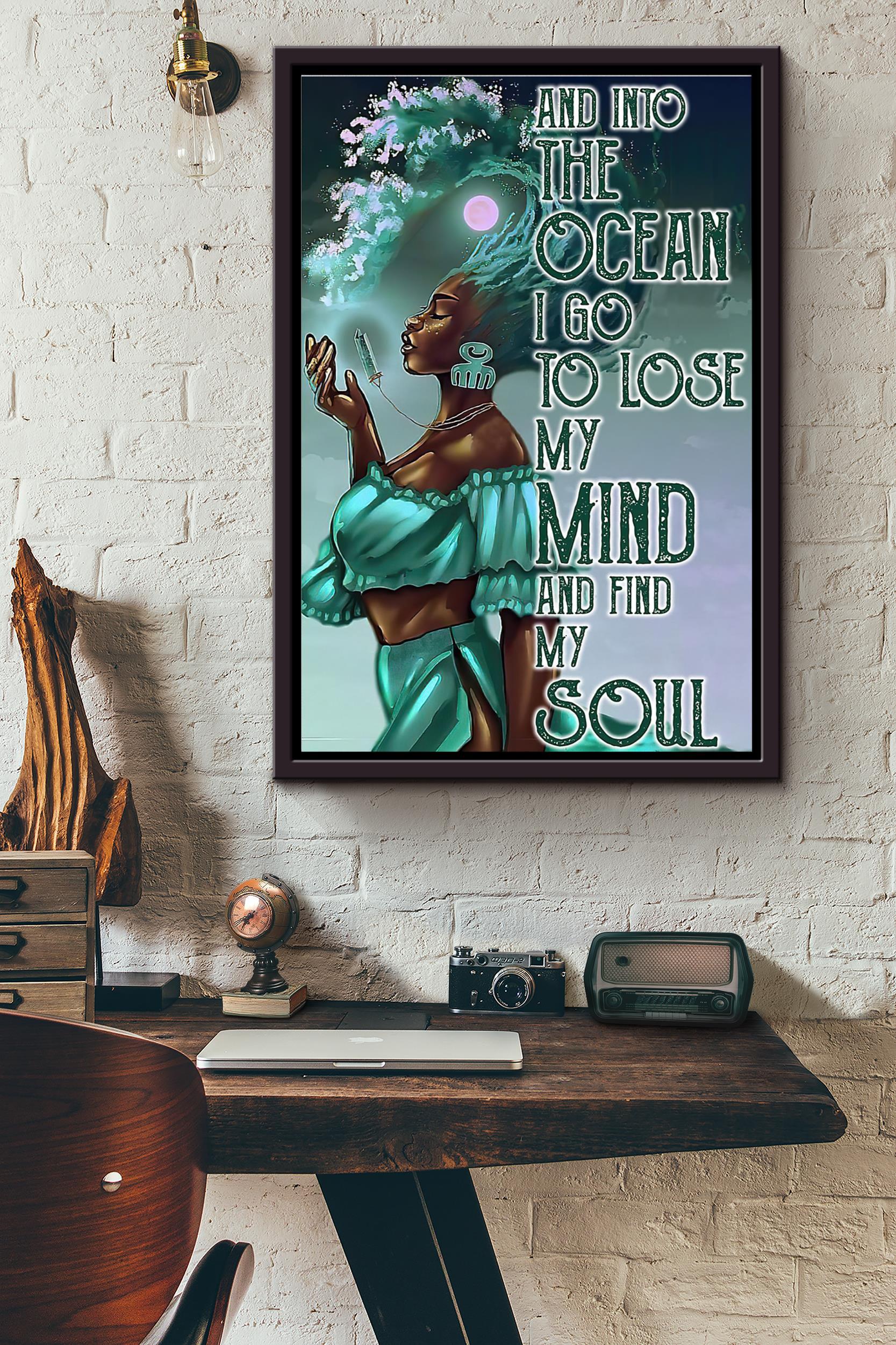 Black Queen Into The Ocean I Go To Lose My Mind Poster Framed Matte Canvas