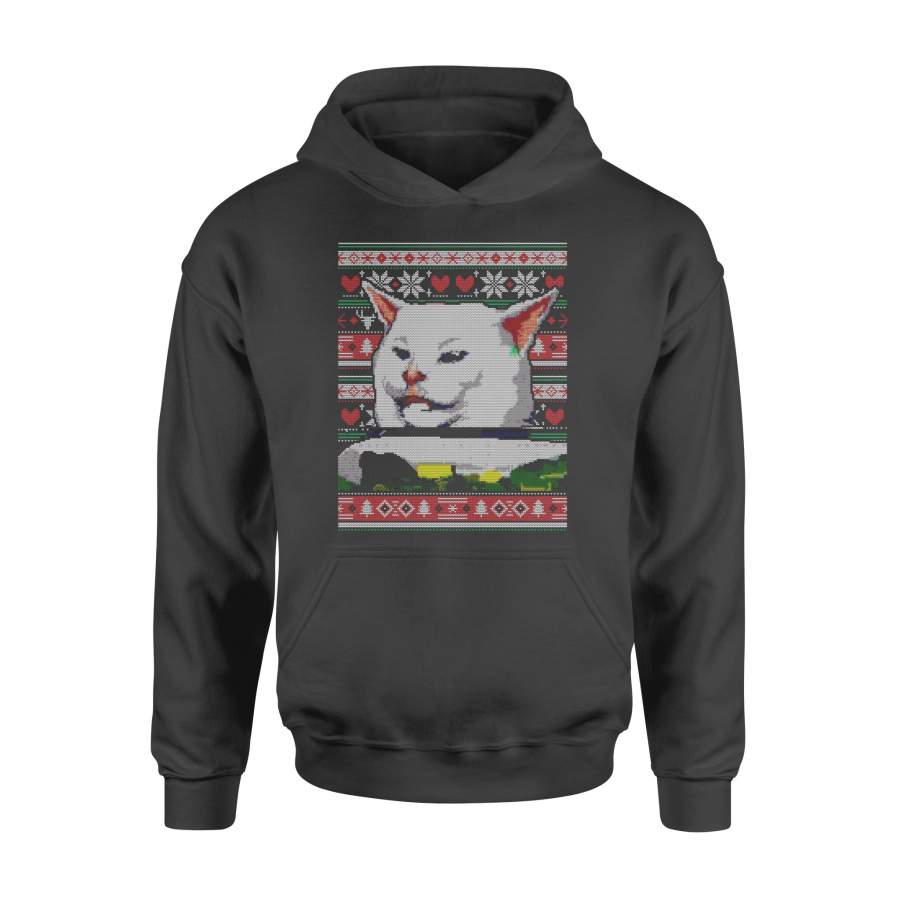 Woman Yelling at a Cat Ugly Christmas Sweater Meme Couples 2 Long Sleeve T Shirt – Standard Hoodie