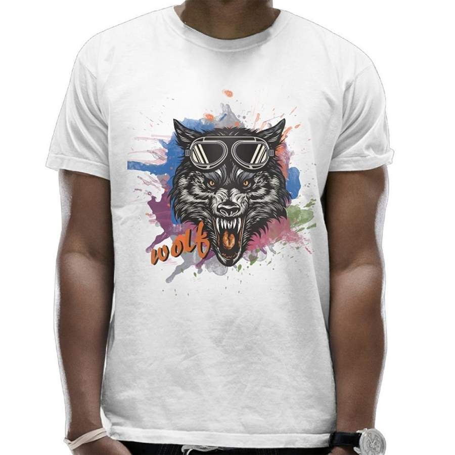 Wolf Watercolor Men’S Fashion Short Sleeve T Shirts