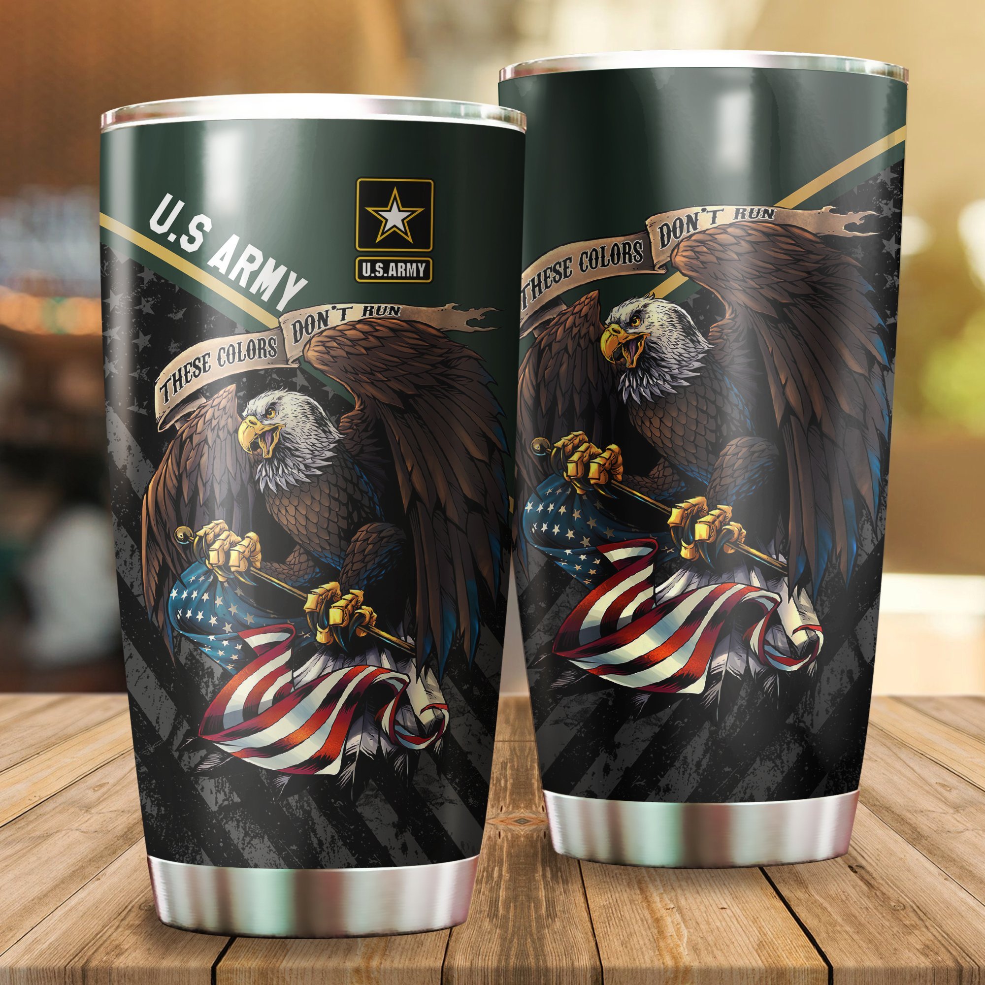 US Veteran Army Green stainless steel tumbler