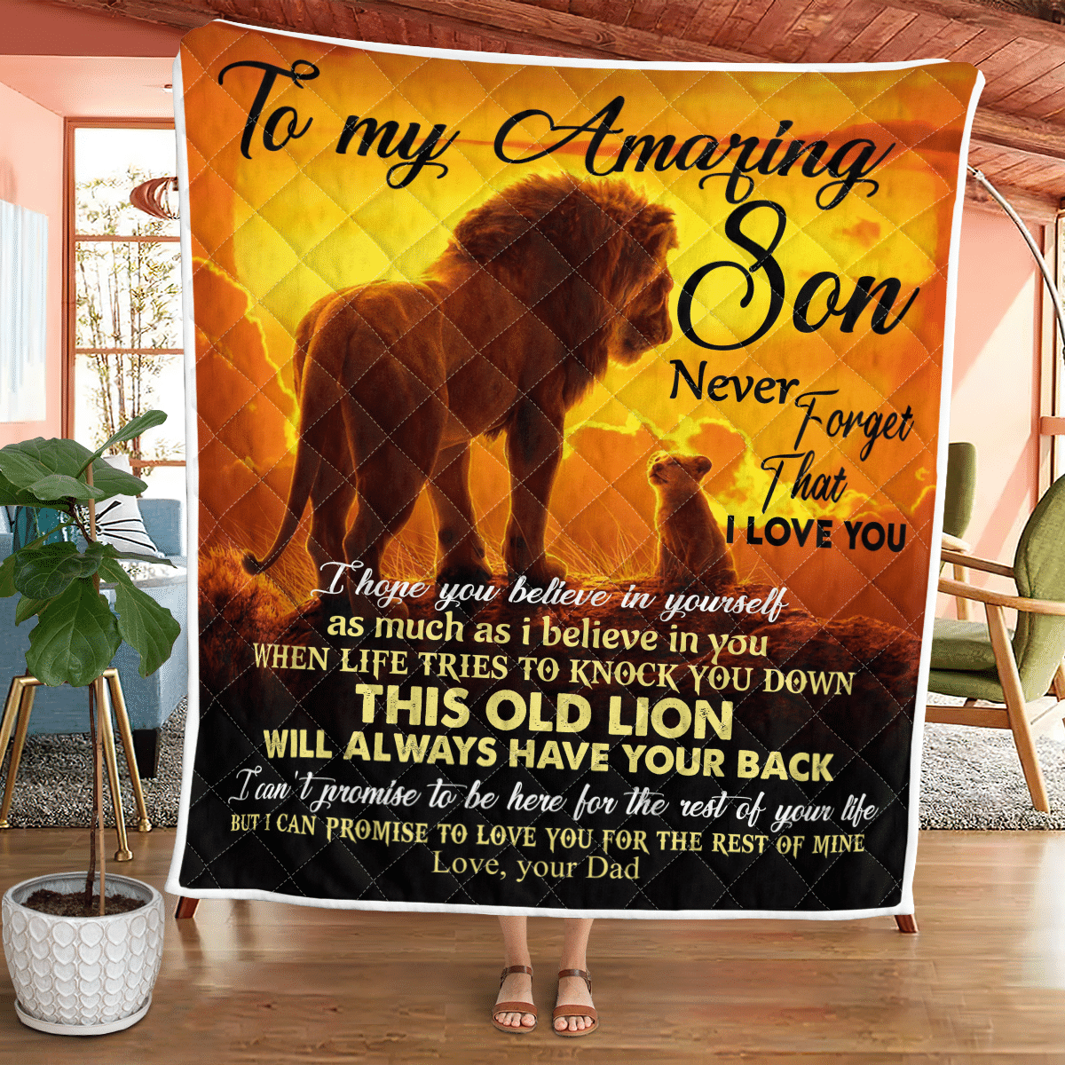 To My Amazing Son – Lion Quilt Wq08032299