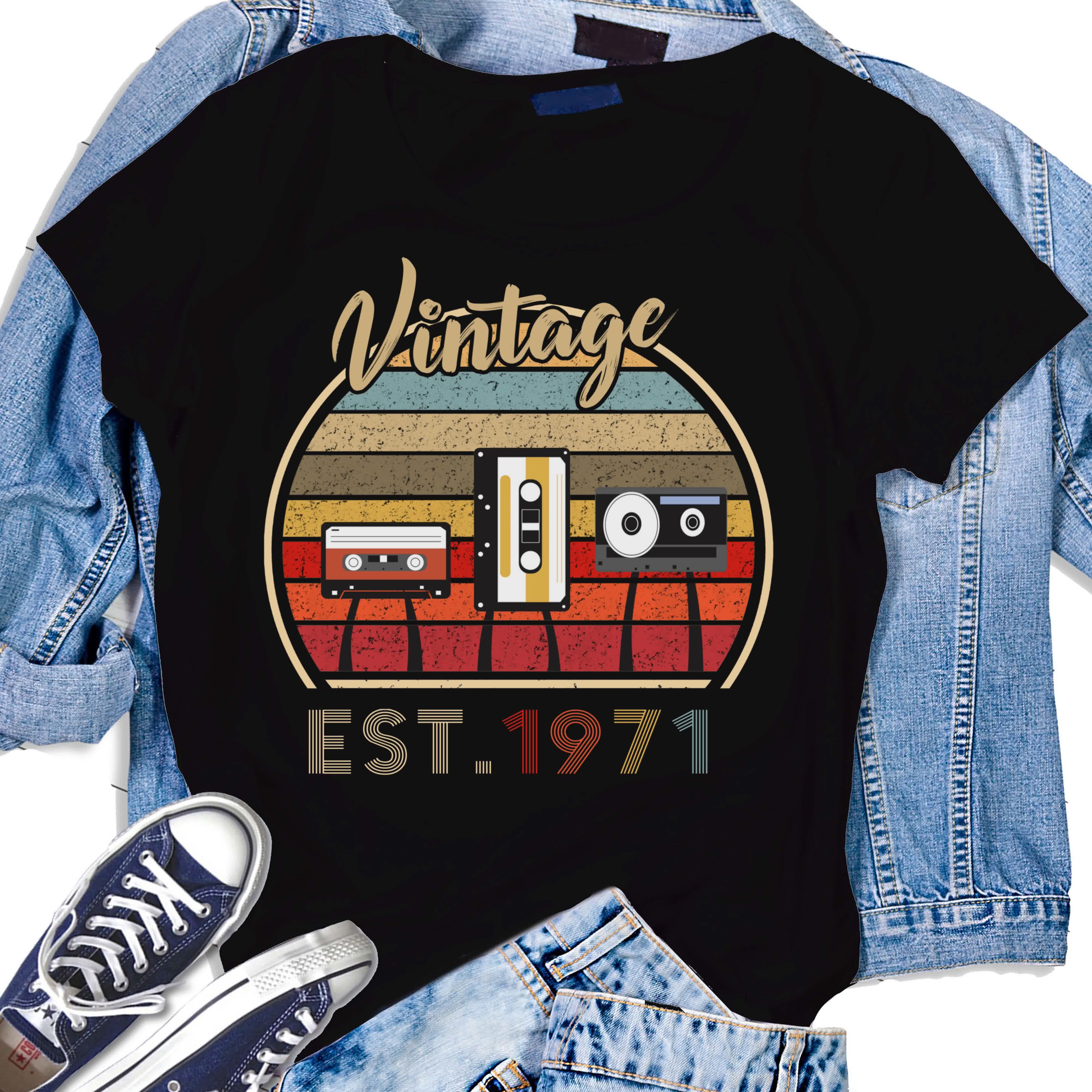 Birthday Classic Cassette Est 1971 Anniversary 51th Years Tshirt Vintage Gifts Men Women