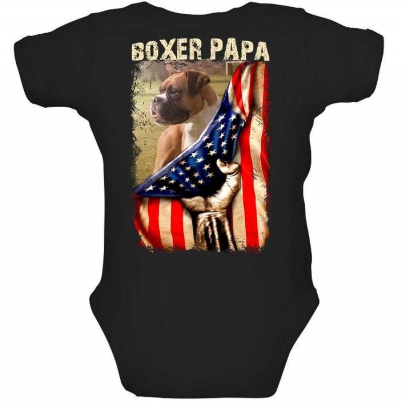 Boxer Papa America Flag Special Custom Design For Dog Lovers Baby Onesie