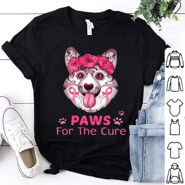 Corgi Paws For The Cure Breast Cancer Awareness T Shirt Hoodie Sweater Size S-5Xl