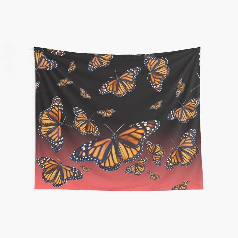 Black Red Gradient Cute Yellow Black Butterfly Wall Tapestry For Bedroom Teen Girl Living Room Dorm Home Decor