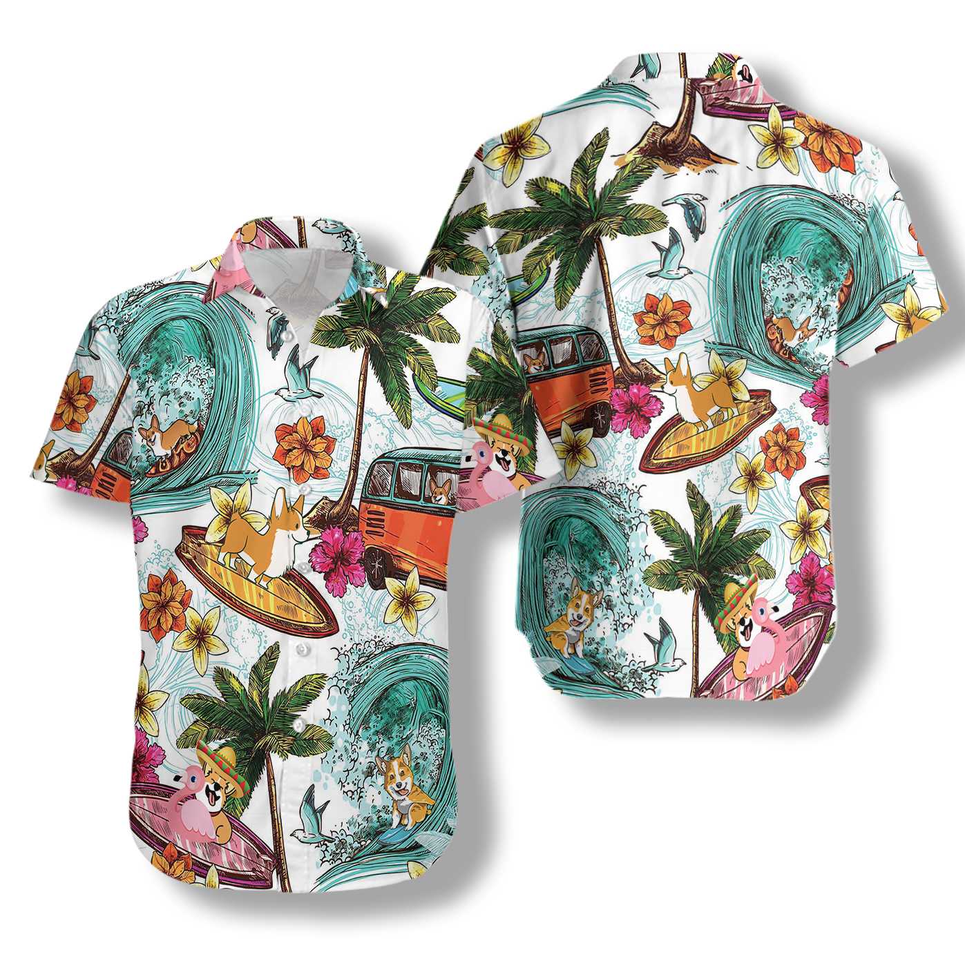 Corgi On The Beach Shirt For Men Hawaii Ha95623