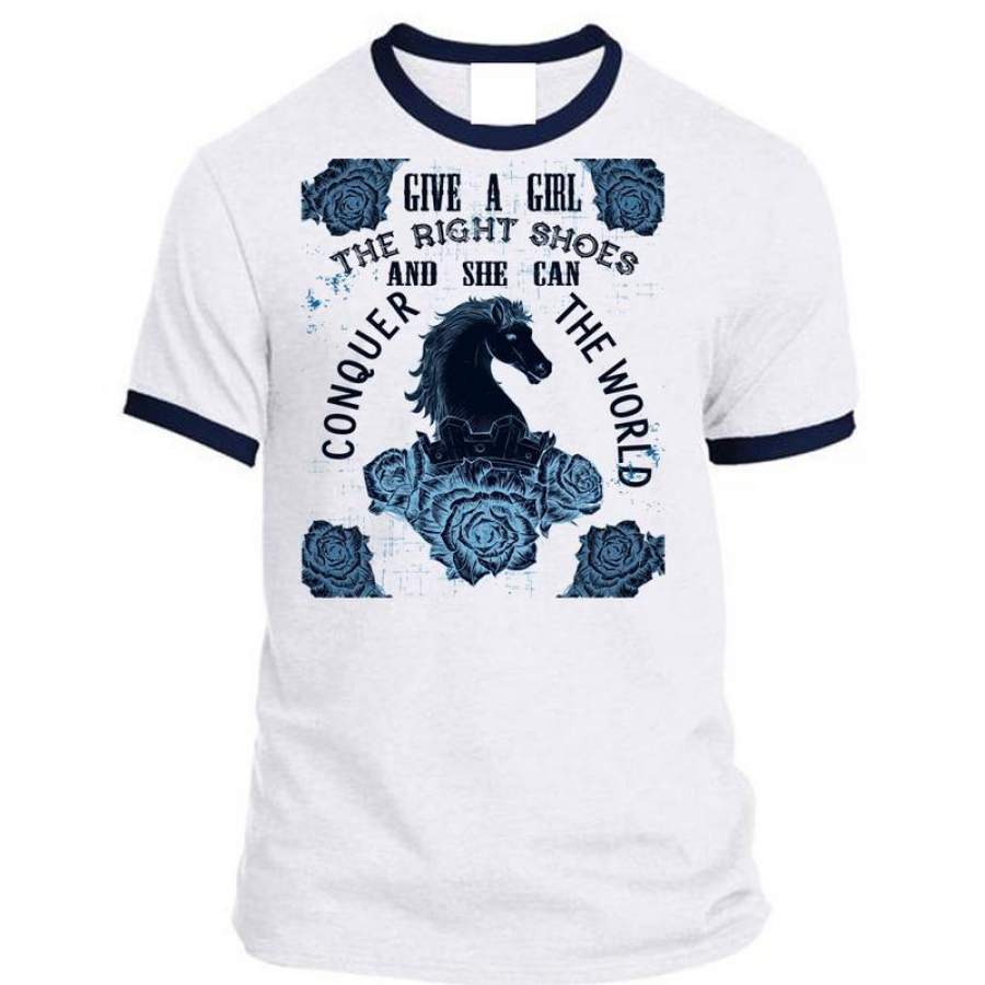 Give A Girl The Right Shoes T Shirt, Being An Equestrian T Shirt, Awesome T-Shirts Shoesvibes V5