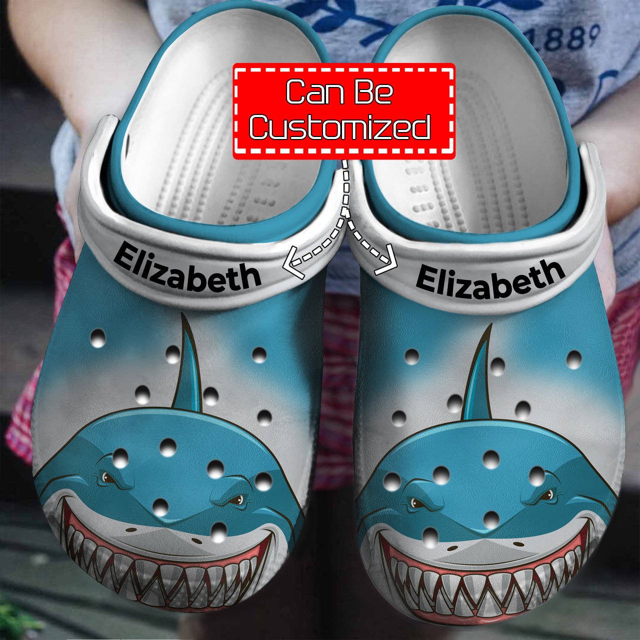 Animal Crocs – Shark Face Print Personalized Clogs Shoes With Your Name