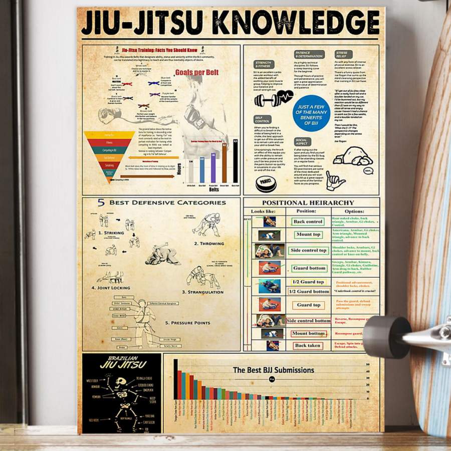 Jiu Jitsu Knowledge Vintage Unique  Poster  Gift  For Sport Lovers