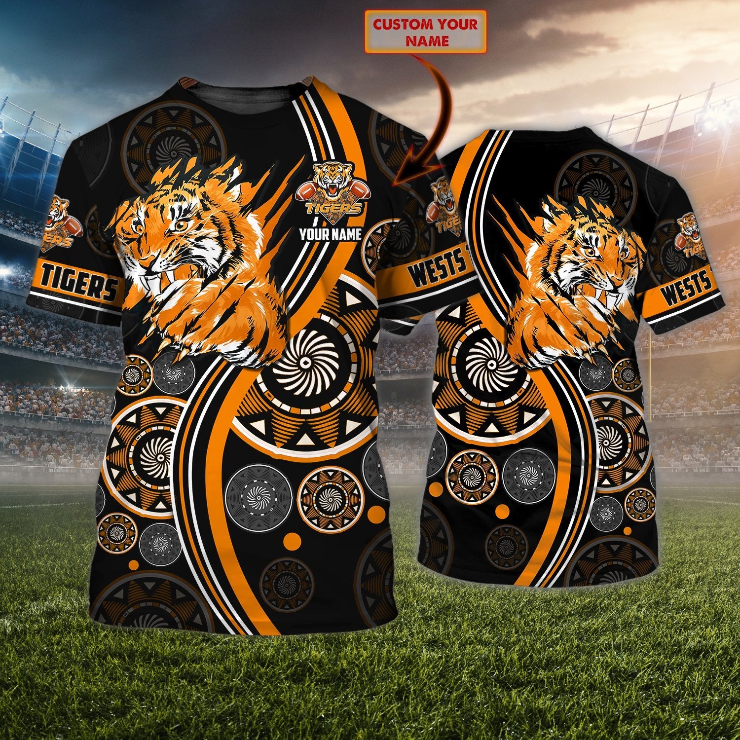 Wests Tigers Indigenous – Personalized Name 3D Tshirt – Boom