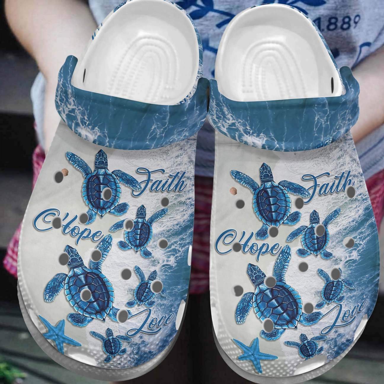 Sea Turtle Faith Hope Love Personalized Clog, Custom Name, Text, Color, Number Fashion Style For Women, Men, Kid, Print 3D