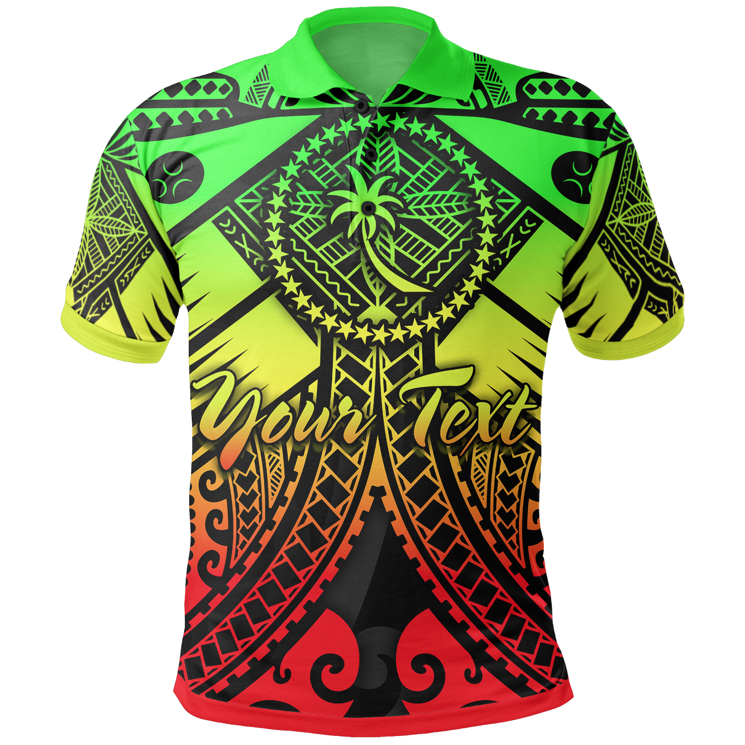 Chuuk Custom Personalised Polo Shirts  – Reggae Seal with Polynesian Tattoo – BN18