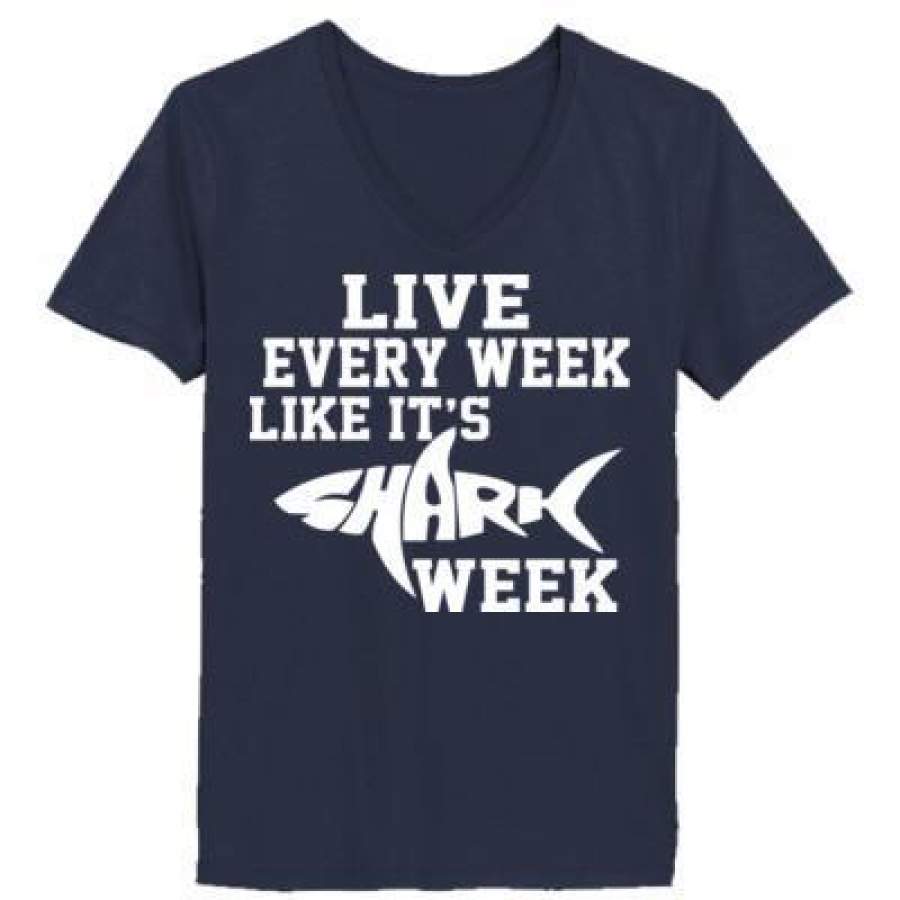 AGR Live Every Week Like It Is Shark Week – Ladies’ V-Neck T-Shirt