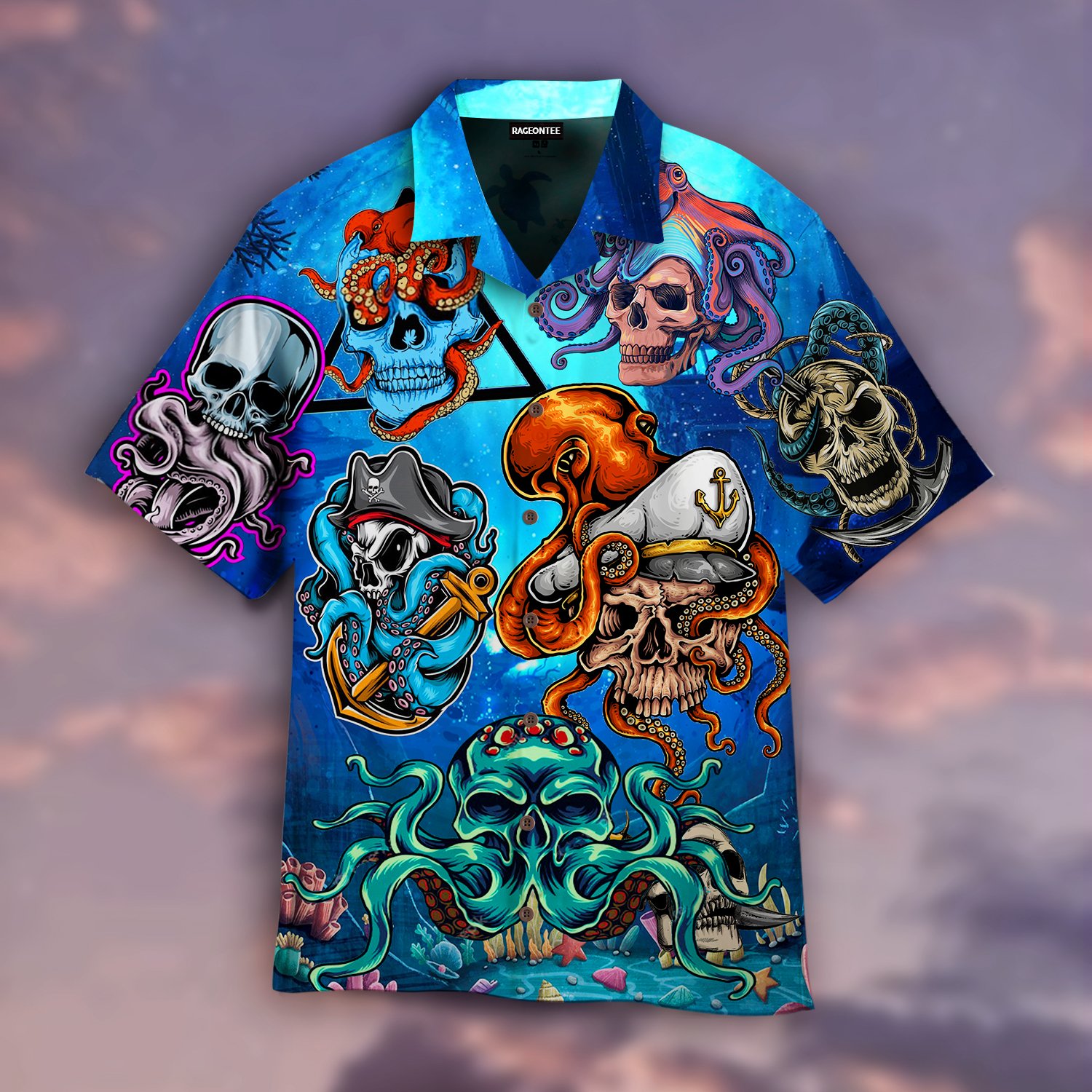 Pirate Skull Deep In The Ocean Hawaii Shirt For Men Women Adult Ha2063