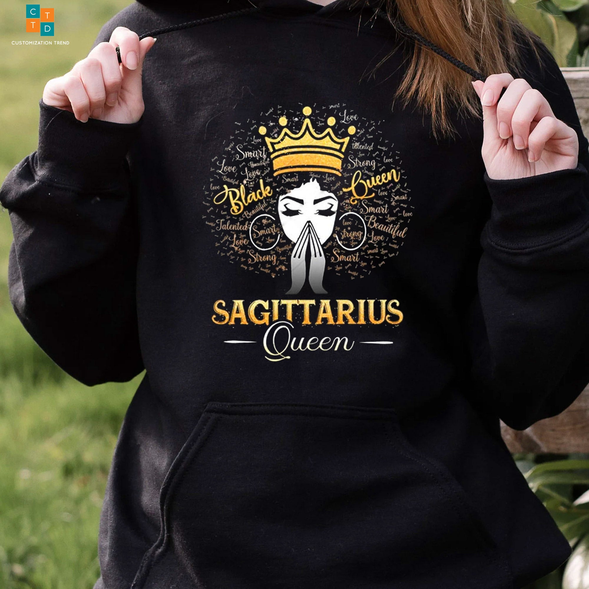 Sagittarius Queen Black Queen Hoodie, Shirt