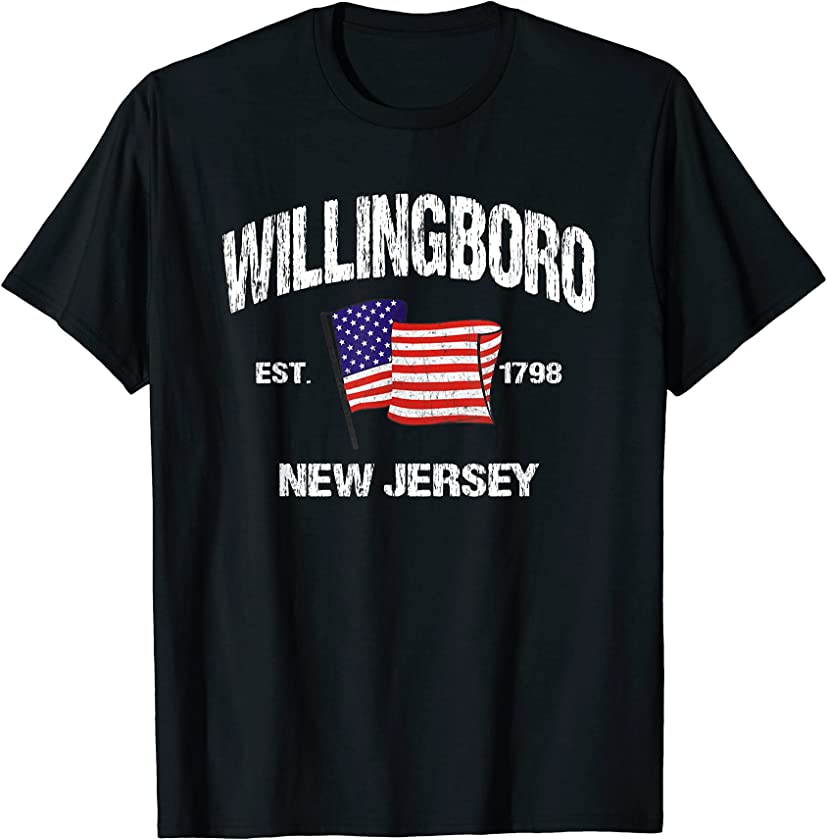 Willingboro New Jersey NJ USA Stars & Stripes Vintage Style T-Shirt