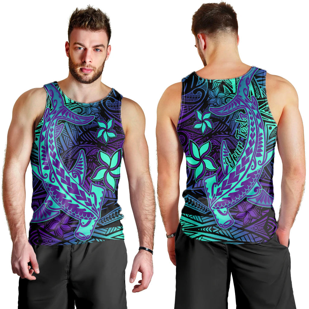 Custom Personalised Polynesian Men Tank Top Purple Paradise Hawaiian Tribal Hammerhead Shark Lt14