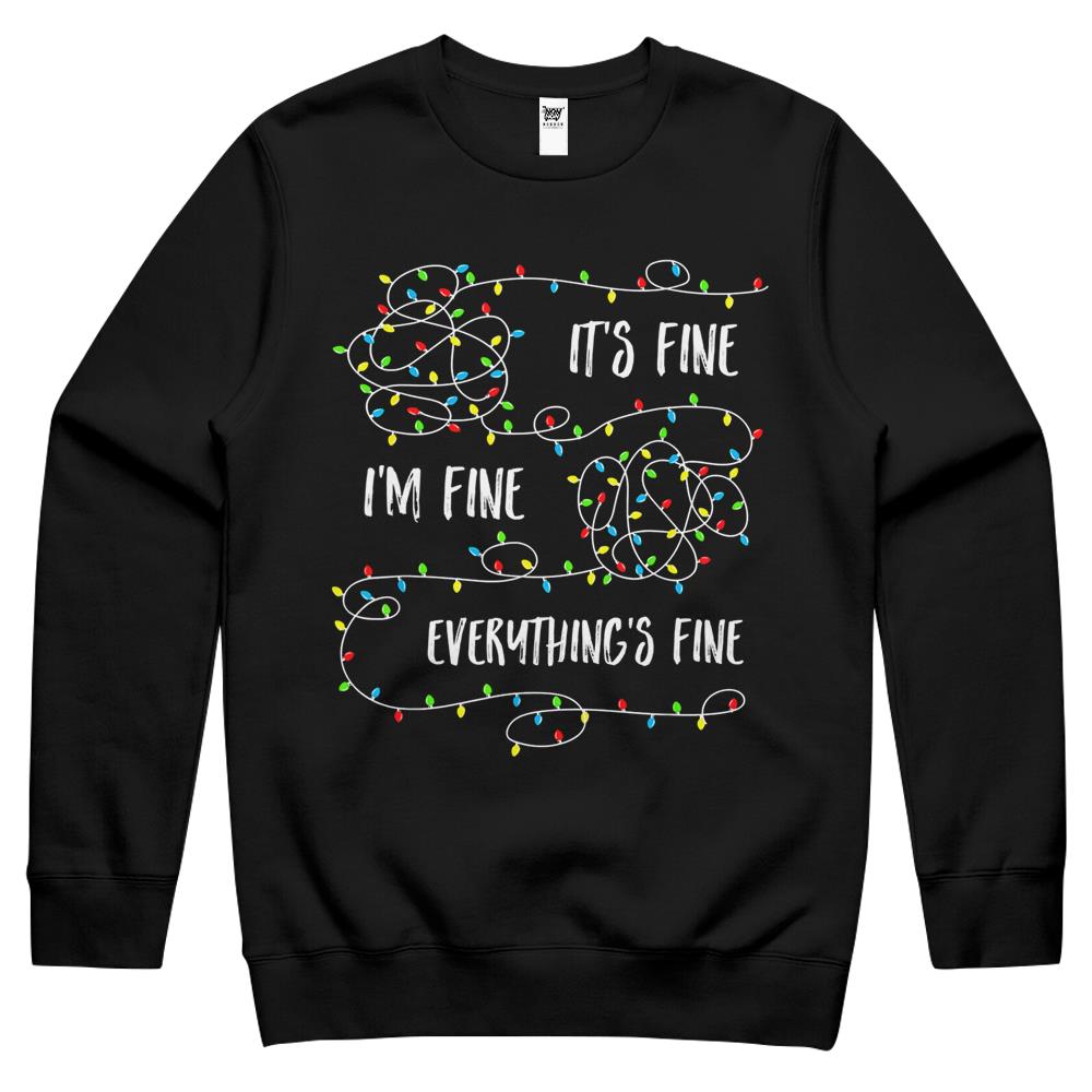 It’S Fine I’M Fine Everything Is Fine Christmas Lights Crewneck Sweatshirt