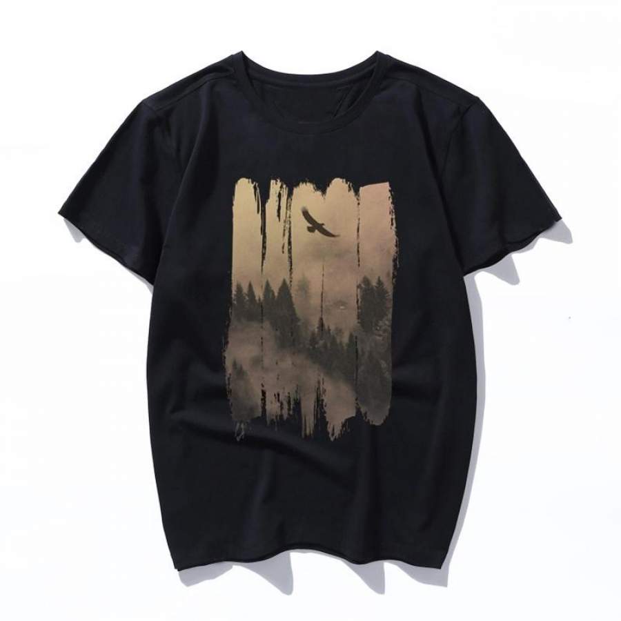 pine forest Printed Men T Shirt Women Casual Ulzzang Aesthetic Fun Streetwear Tshirt Tops Short Sleeve Female T-shirt