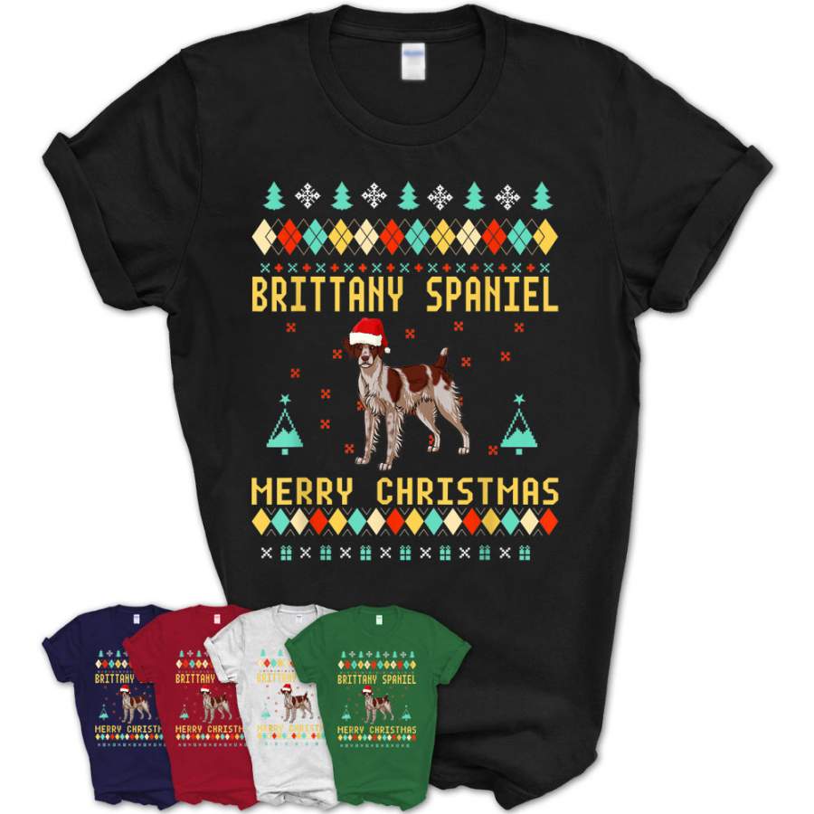 Brittany Spaniel Ugly Christmas Sweater T-Shirt