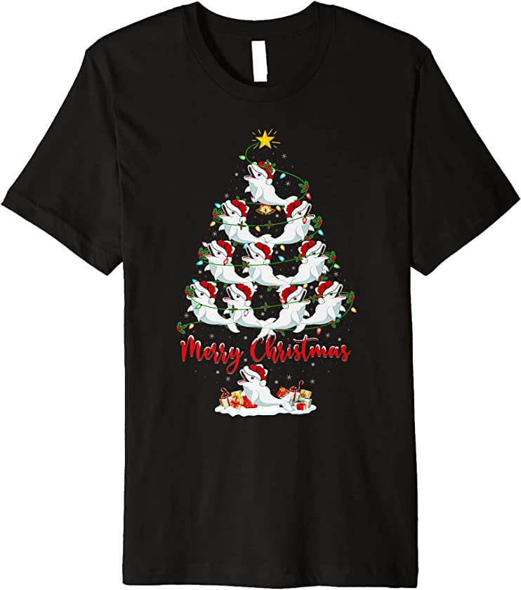 Beluga Whale Christmas Tree Lights Funny Beluga Whale Xmas Premium T-Shirt