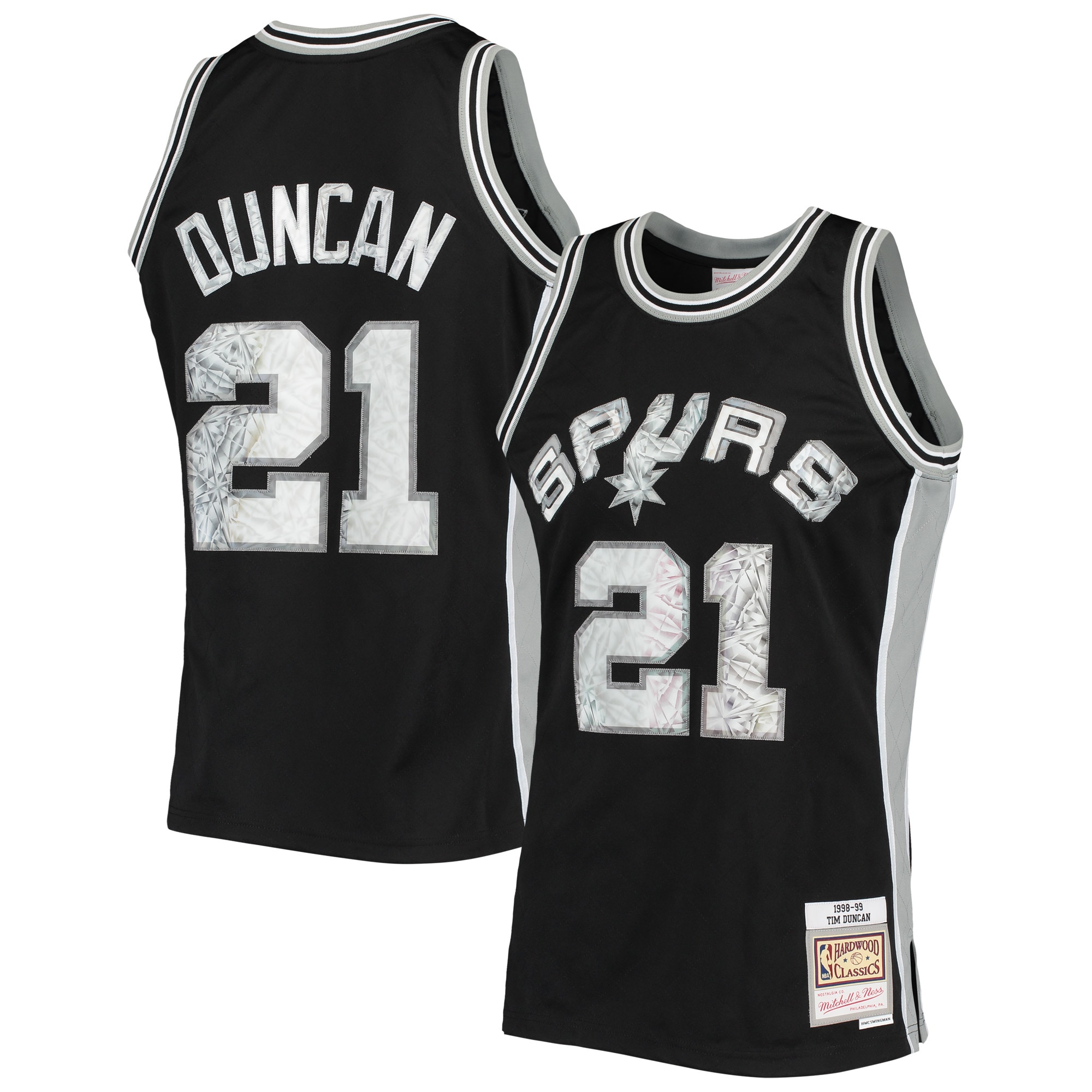 Tim Duncan San Antonio Spurs Mitchell & Ness 1996-97 Hardwood Classics NBA 75th Anniversary Diamond Swingman Jersey – Black