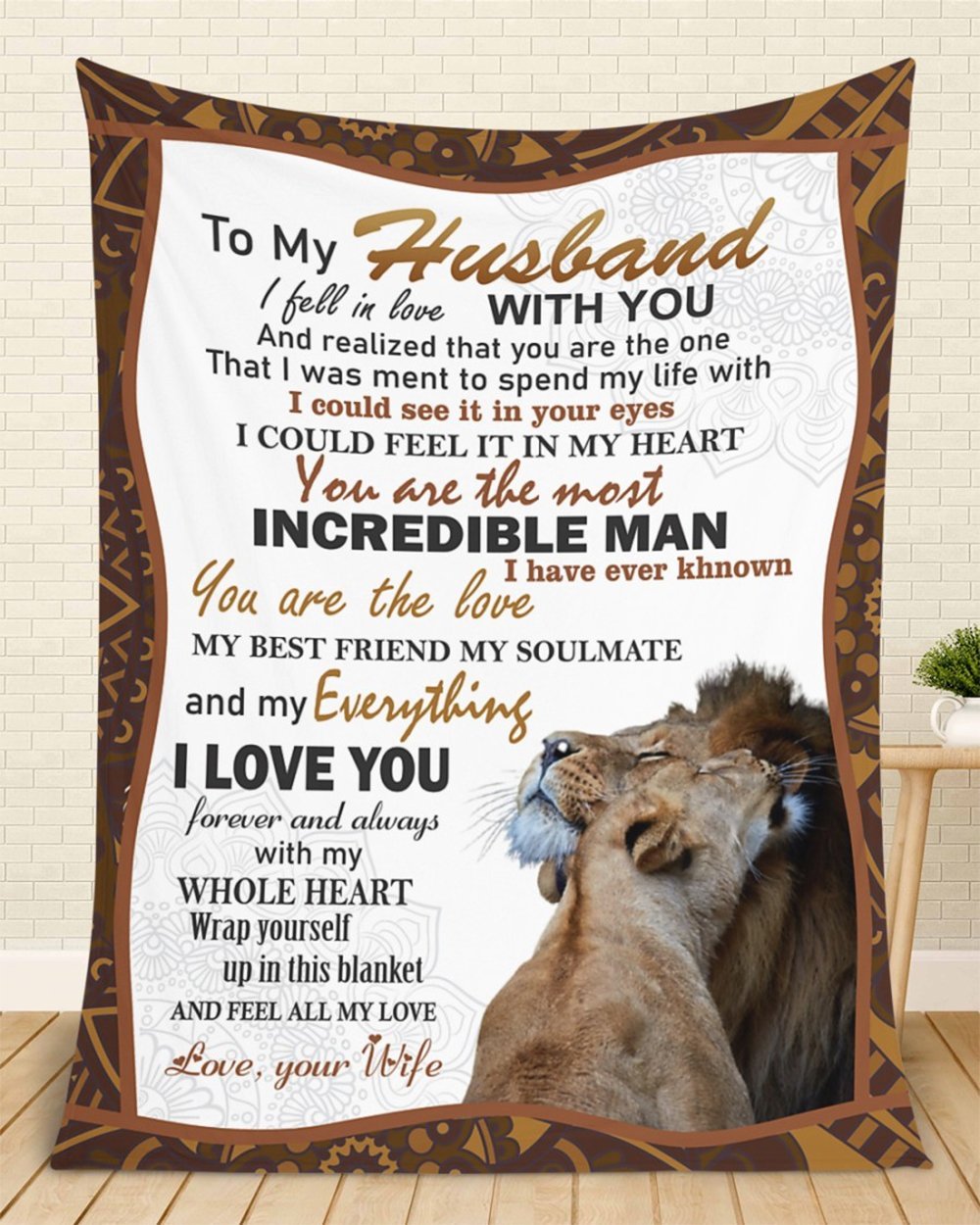 To My Husband Incredible Man Lion Couple Quilt Blanket