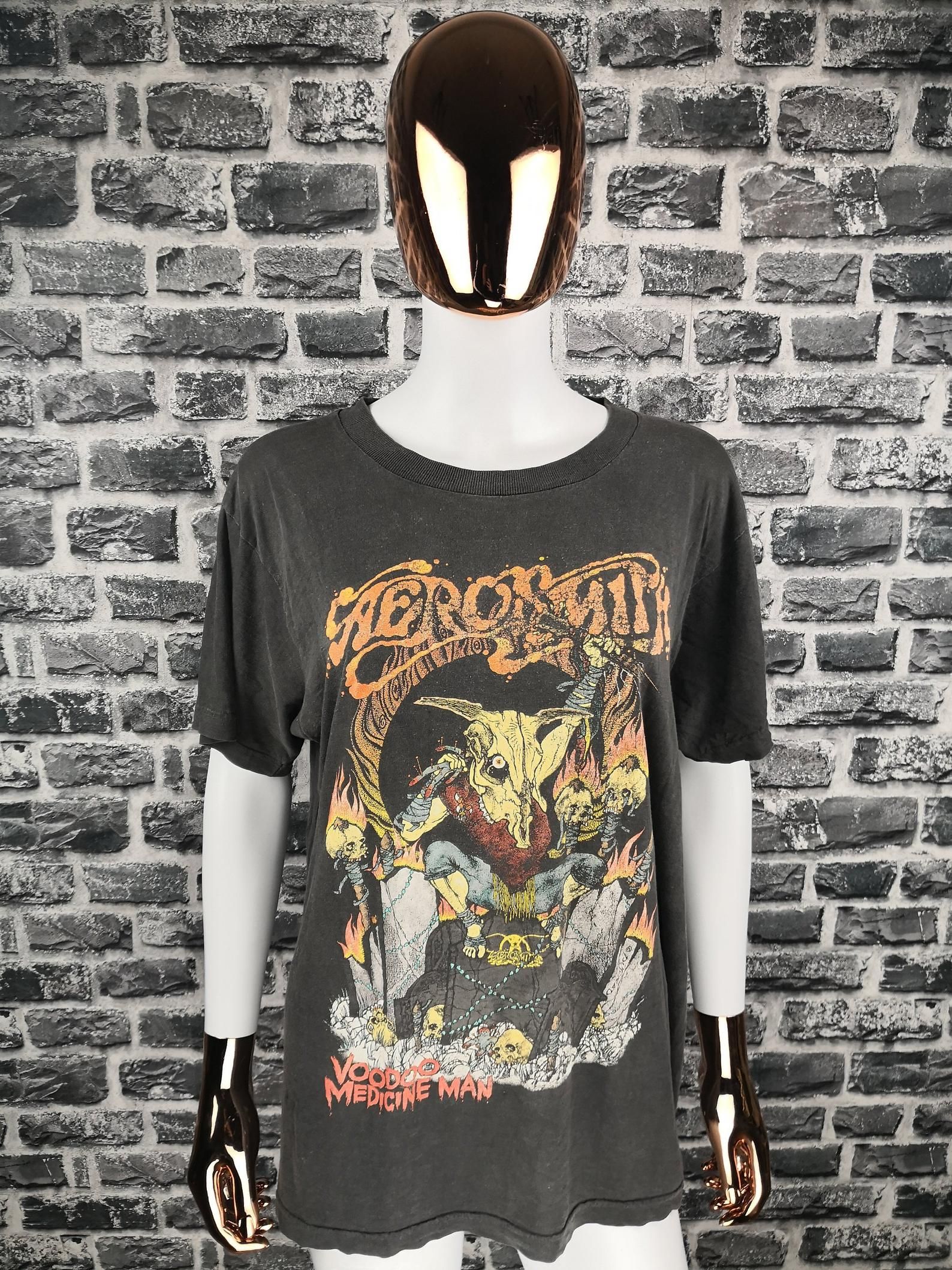 Aerosmith 1990 Vintage Mega Rare T-Shirt Voodoo Medicine Man / At The Marquee / Pushead Tee