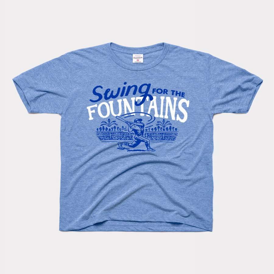 Swing For The Fountains Vintage Blue Kansas City Baseball T-Shirt