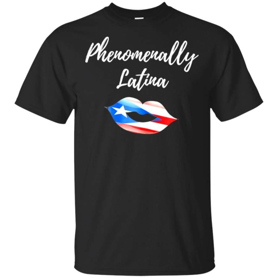 Womens Phenomenally Latina T-Shirt Puerto Rican Flag Lips Shirt