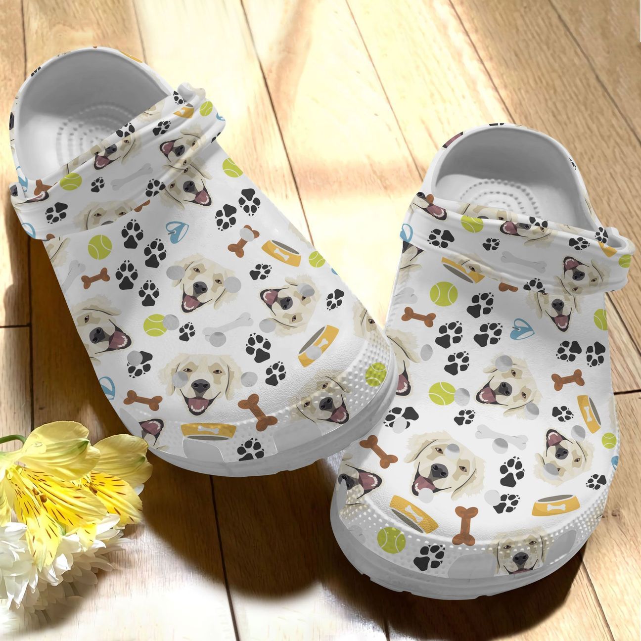 Golden Retriever Personalize Clog, Custom Name, Text, Fashion Style For Women, Men, Kid, Print 3D Smiling